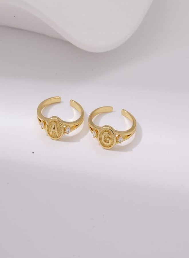 Kyerlyn Adjustable Letter L Gold Rings for Women Non Tarnish Open Chunky 14K Gold Plated Stacking Cubic Zirconia Ring Trendy Statement Promise Wedding Bands Engagement for Gifts Jewelry - Image 5